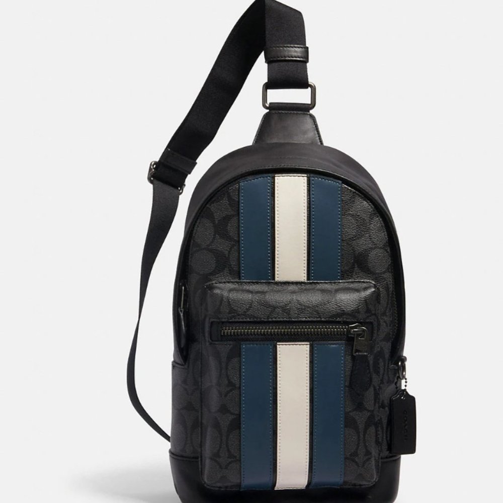 West Pack In Signature Canvas With Varsity Stripe (BRAND NEW)